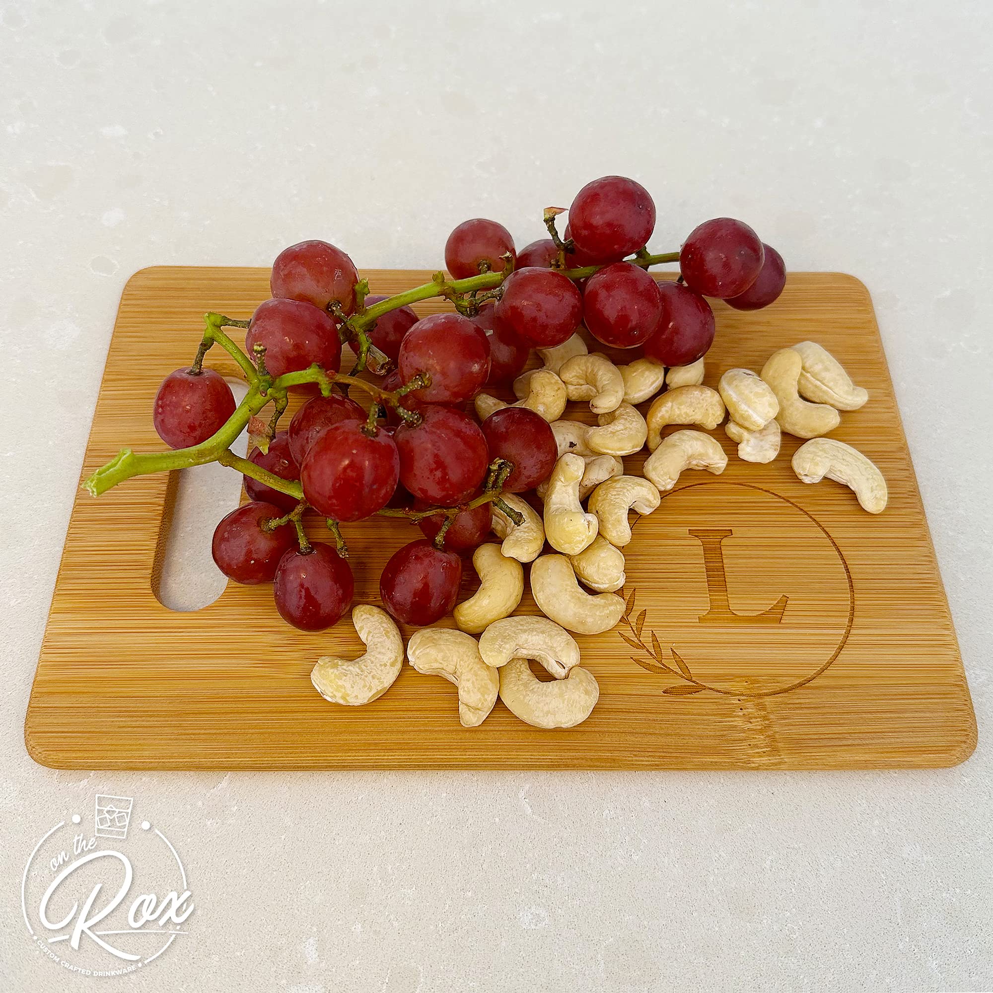 Personalized Cutting Boards - Small Monogrammed Engraved Cutting Board (V) - 9x6 Customized Bamboo Cutting Board with Initials - Wedding Kitchen Gift - Wooden Custom Charcuterie Boards by On The Rox