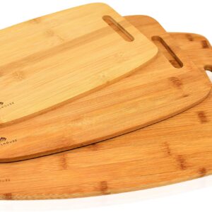 ROYALHOUSE Bamboo Cutting Board,Set of 3, Wood Chopping Board Set, Kitchen Cutting Board