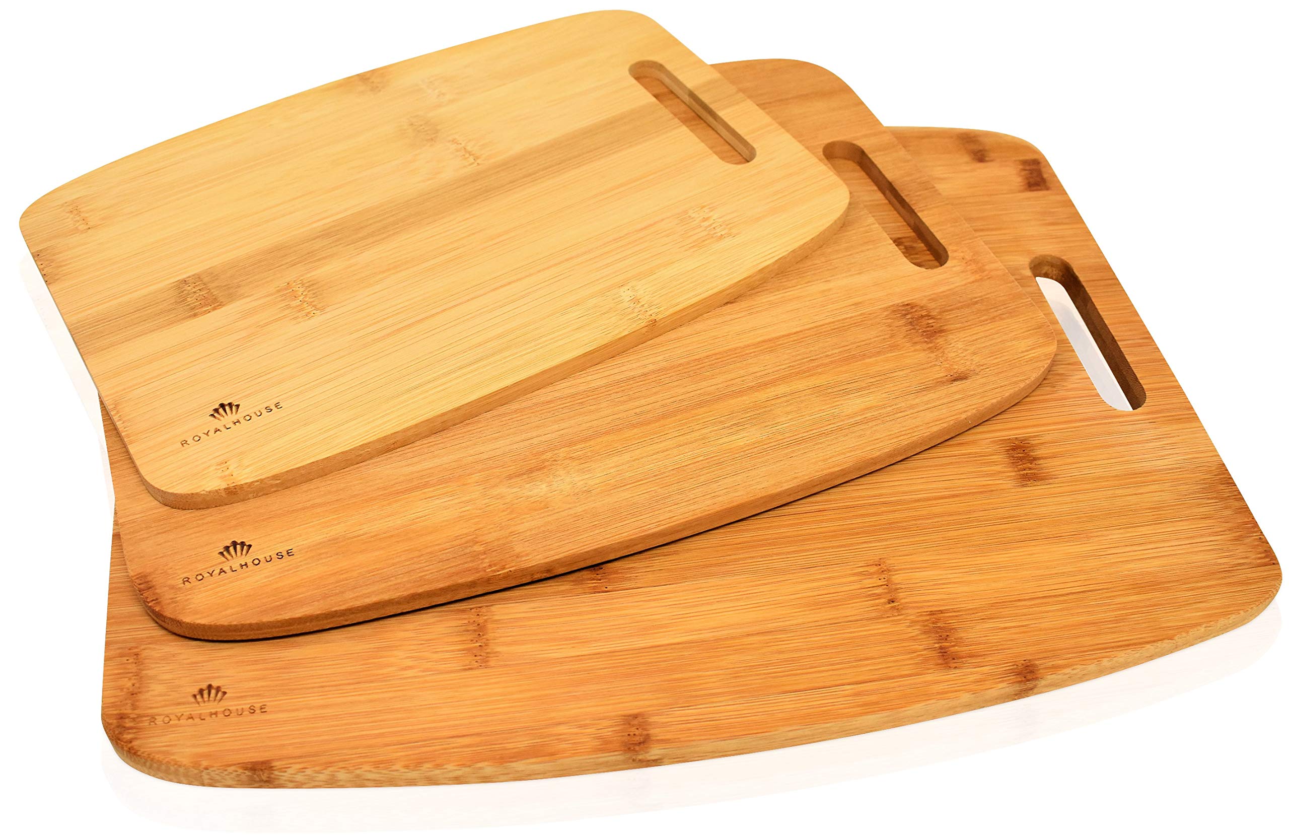 ROYALHOUSE Bamboo Cutting Board,Set of 3, Wood Chopping Board Set, Kitchen Cutting Board