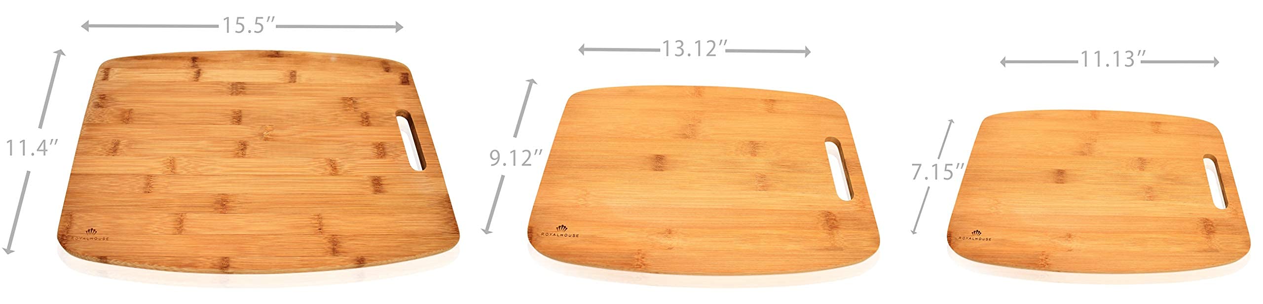 ROYALHOUSE Bamboo Cutting Board,Set of 3, Wood Chopping Board Set, Kitchen Cutting Board