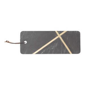 bloomingville modern black marble brass inlay cutting board, 16" x 6"