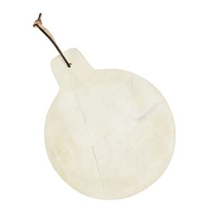 bloomingville sage color marble tray with leather tie cheese and cutting board, 12" l x 1" w x 10" h