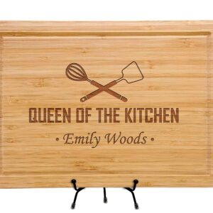 Mom Gifts for Mothers Day, Personalized Cutting Board for Kitchen, Queen of the Kitchen, Custom Women Gifts, Mother's Day Gift for Mama, Grandma, Sister, Wife, Custom Board for Birthday, Anniversary