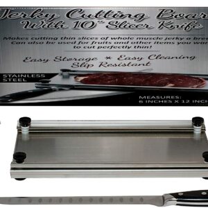 Jerky Maker Cutting Board With Professional Slicing and Carving Knife 8oz Pack of Seasoning and How to Book (1)