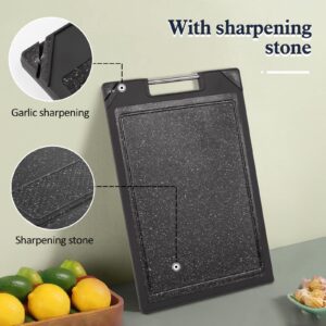 Double-Sided Cutting Board, Stainless Steel and Wheat Straw Plastic Chopping Board with 304 Magic Cube Stainless Steel for Meat and Vegetables (Stainless steel and Rubik's cube pattern, 15.7*10.6Inch)