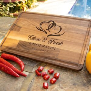 Custom Cutting Board | Personalized Cutting Board | Custom Meat Board | Couple Cutting Board | Wedding Cutting Board | Housewarming Gift | Engagement Gift for Couple (Without Handle)