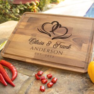 Custom Cutting Board | Personalized Cutting Board | Custom Meat Board | Couple Cutting Board | Wedding Cutting Board | Housewarming Gift | Engagement Gift for Couple (Without Handle)