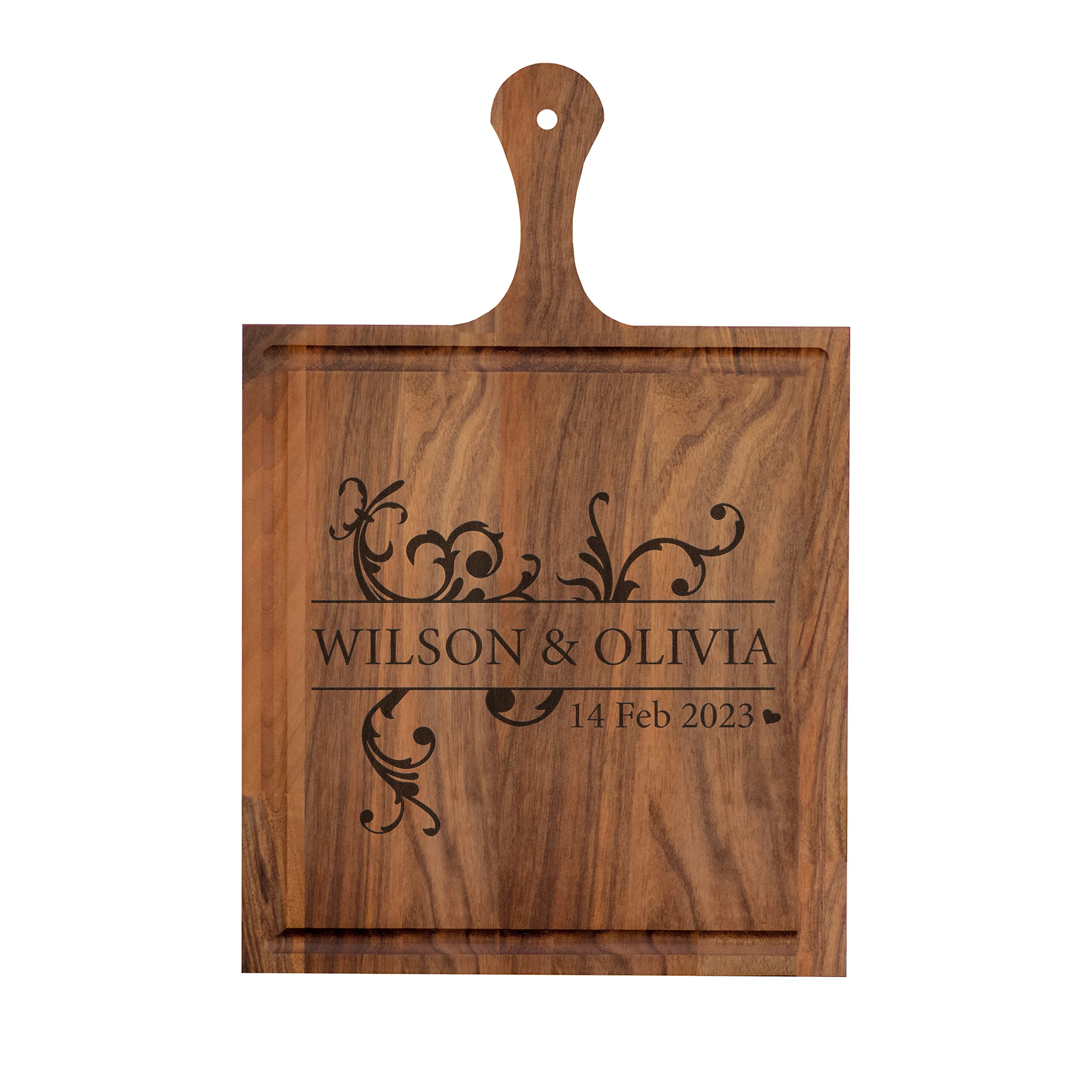 Personalized Cutting Board | Custom Cutting Board | Custom Cheese Board | Personalized Steak Board | Couple Cutting Board | Wedding Cutting Board (With Handle)