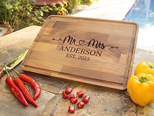 Personalized Cutting Board | Couple Cutting Board | Customized Cutting Board | Handmade Cutting Board | Couple Gift | Wedding Cutting Board | Anniversary Gift for Couple (Without Handle)