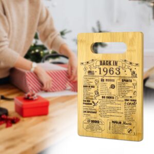 61th Birthday Gifts For Women or Men, Back In 1963 Cutting Board 61th Birthday Decorations, 61 Year Old Anniversary Birthday Gifts