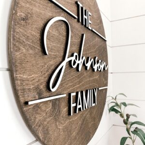 Personalized Round Family Wall Sign, Personalized 3D Wood Sign, Farmhouse Style Family Wall Sign, Personal Wall Decoration, 3D Wall Decor