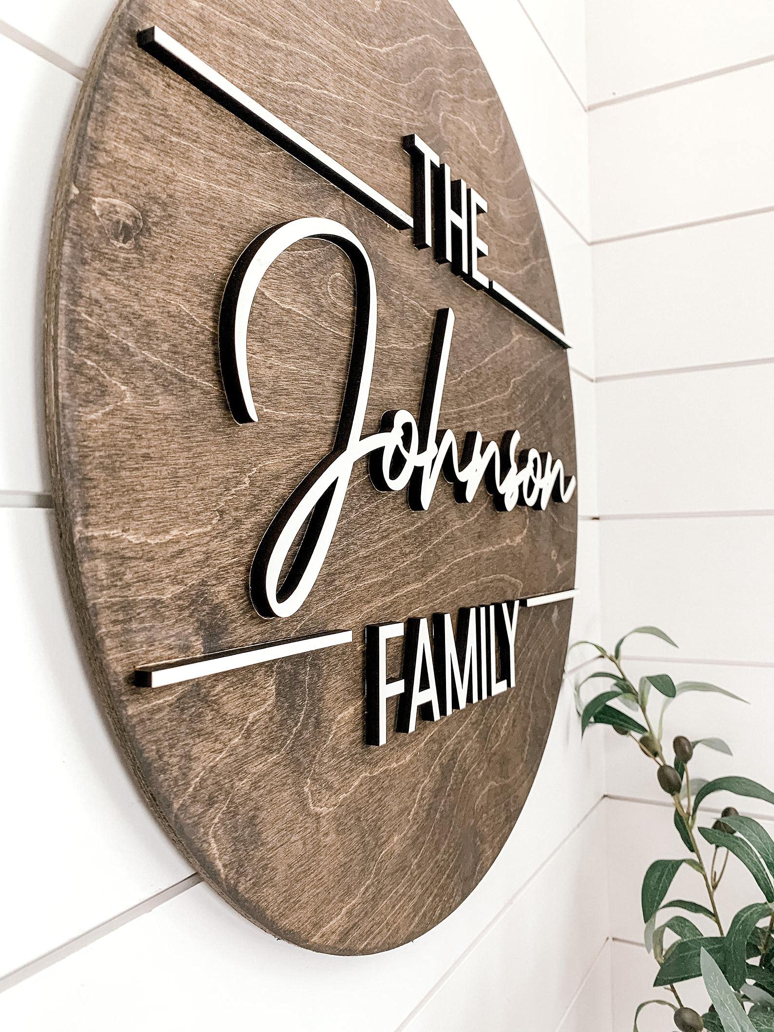 Personalized Round Family Wall Sign, Personalized 3D Wood Sign, Farmhouse Style Family Wall Sign, Personal Wall Decoration, 3D Wall Decor