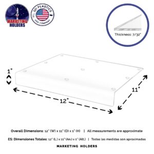 Clear Acrylic Cutting Board 12" x 11" with 1 Inch Lip Countertop Charcuterie Chopping Block and Several Rubber Bumpers by Marketing Holders