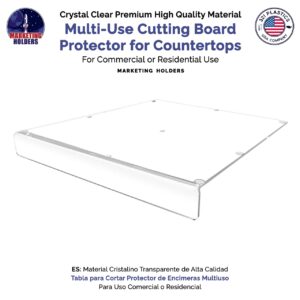 Clear Acrylic Cutting Board 12" x 11" with 1 Inch Lip Countertop Charcuterie Chopping Block and Several Rubber Bumpers by Marketing Holders