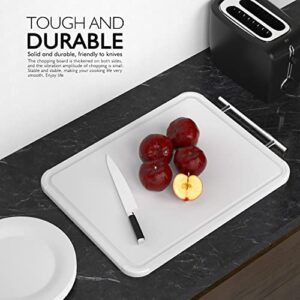 Cutting Boards for Kitchen – Large Plastic Kitchen Cutting Board, Dishwasher Safe Thick Chopping Board with Juice Grooves, for Meat, Fruits, Veggies, Easy Grip Handle, Non-Slip (White)