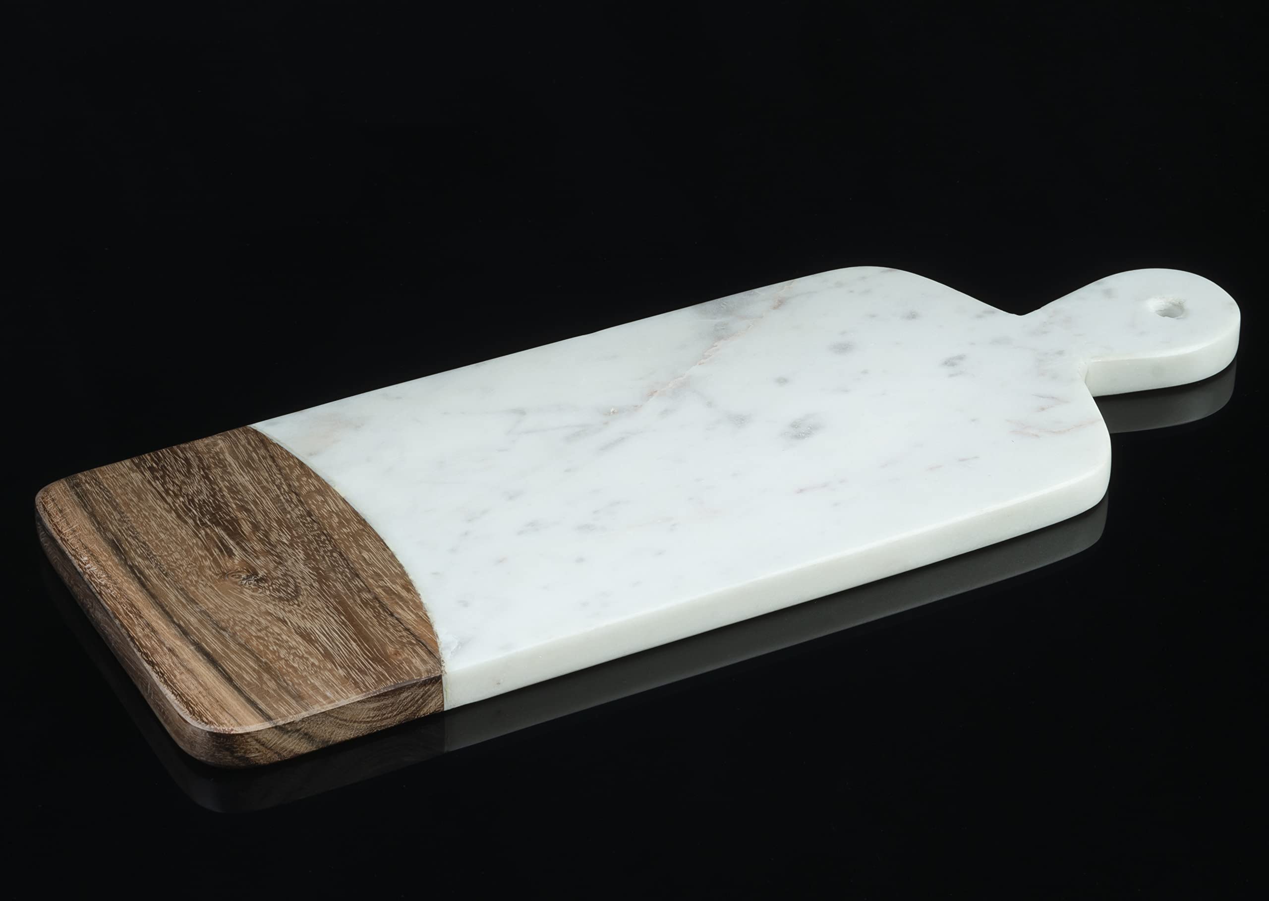 Wooden and Marble Cutting Board - Chopping Board With Handle - Wooden Cutting Boards for Kitchen Decor Accessories - Charcuterie Boards for Steak Fruits - Serving Trays - Size : 14x6" Inch