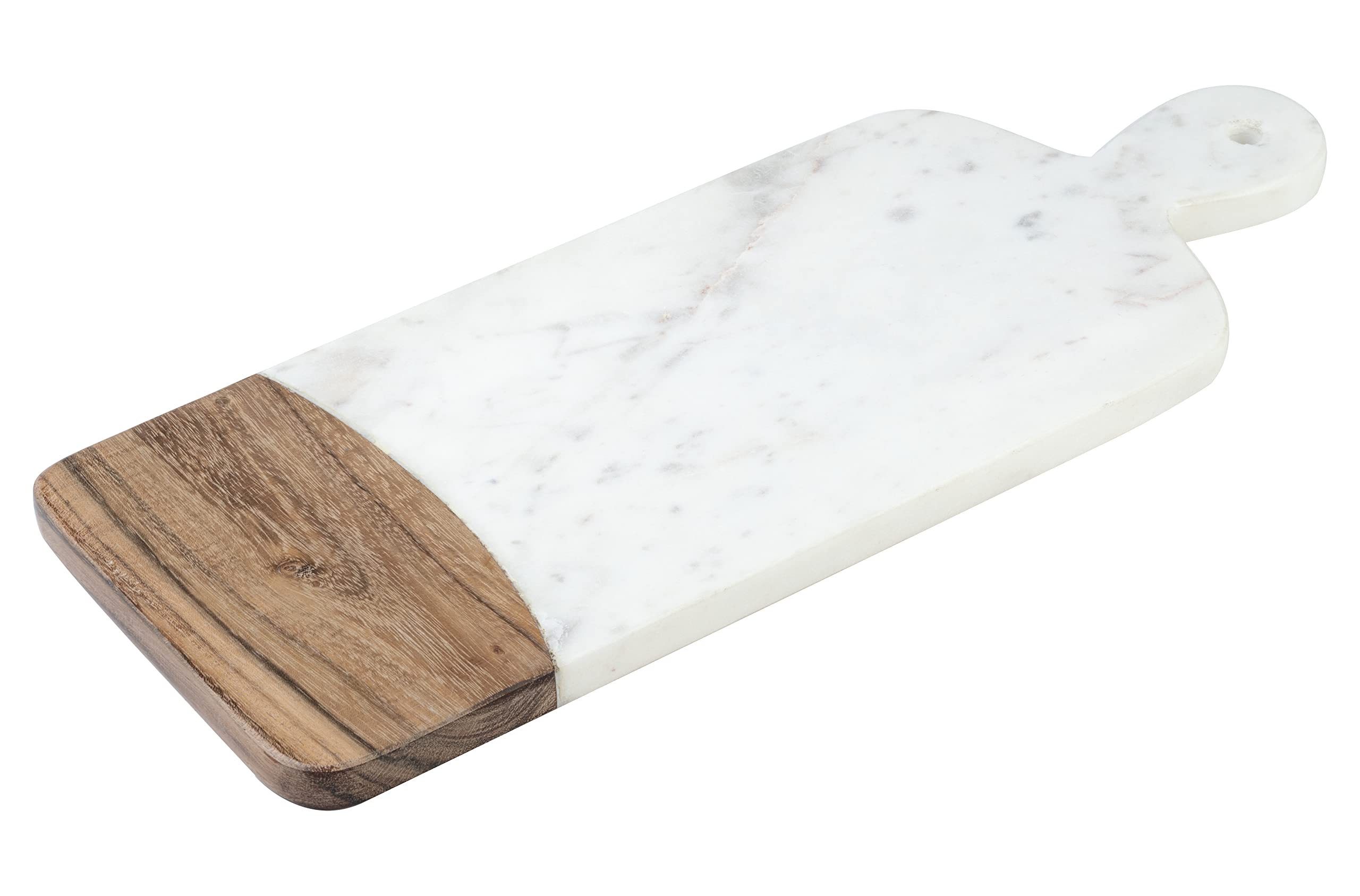 Wooden and Marble Cutting Board - Chopping Board With Handle - Wooden Cutting Boards for Kitchen Decor Accessories - Charcuterie Boards for Steak Fruits - Serving Trays - Size : 14x6" Inch