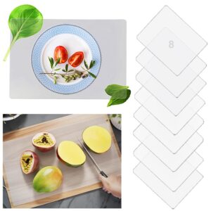 transparent light white pp placemats heat insulation mat outdoor cutting boards mat. 18 x 12 inches for cooking prep, traveling, camping, bbqs or kitchen,8 pieces.
