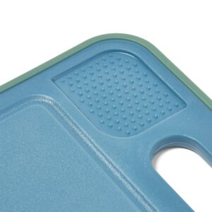 Defrosting Tray - 2-in-1 Meat Thaw Mat and Cutting Board - Groove Tray - Non-Stick Thawing Plate - Meat Cutting Board - No Heat Miracle Thaw - Compact - Knife Sharpener, Zester - Green/Blue