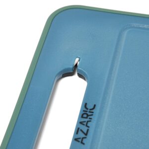 Defrosting Tray - 2-in-1 Meat Thaw Mat and Cutting Board - Groove Tray - Non-Stick Thawing Plate - Meat Cutting Board - No Heat Miracle Thaw - Compact - Knife Sharpener, Zester - Green/Blue