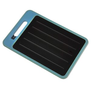 Defrosting Tray - 2-in-1 Meat Thaw Mat and Cutting Board - Groove Tray - Non-Stick Thawing Plate - Meat Cutting Board - No Heat Miracle Thaw - Compact - Knife Sharpener, Zester - Green/Blue