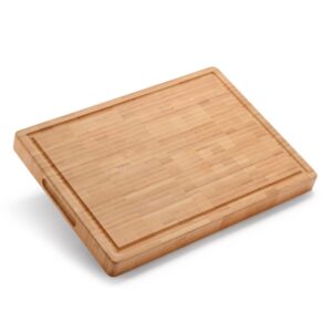 prosumers choice large bamboo cutting board for kitchen - 14x10-inch heavy duty wood chopping boards for meat, fruits, and vegetables - rectangular kitchen serving tray or turkey carving block