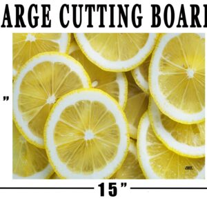 Cute Lemons Kitchen Glass Cutting Board Decorative Gift For Grandma Wife Mom Lemon Design Yellow