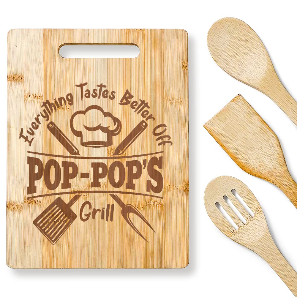 KITCHENVOY Grandpa Cutting Board - Gifts for Grandpa on Fathers Day - Pop Gifts for Grandpa from Grandkids - Grandpa Kitchen Gift for Christmas, Anniversary