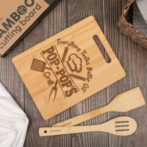 KITCHENVOY Grandpa Cutting Board - Gifts for Grandpa on Fathers Day - Pop Gifts for Grandpa from Grandkids - Grandpa Kitchen Gift for Christmas, Anniversary