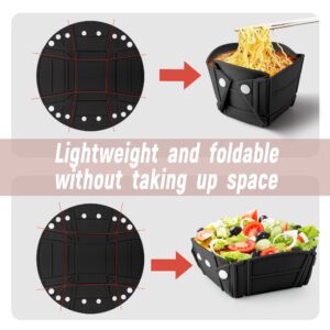 MOLOY ZOVM 28cm/ 11in Foldable Silicone Bowl and Plate Collapsible Tableware for Family and Camping (Black)