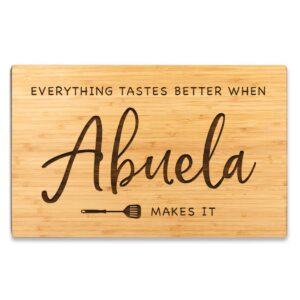andaz press large bamboo wood bbq cutting board gift, 17.75 x 11-inch, everything tastes better when abuela makes it, 1-pack, engraved serving chopping board christmas birthday chef kitchen ideas