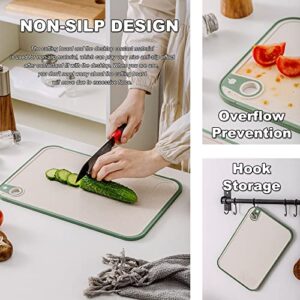 Cutting Board for Kitchen,Wheat Straw Cutting Board Set of 3,Easy Grip Handle,Thick Chopping Board for Meat,Veggy,Fruit,Food Cutting Tool Kitchen Cook Supplies,Strap Hole Easy Hanging,Dishwasher Safe