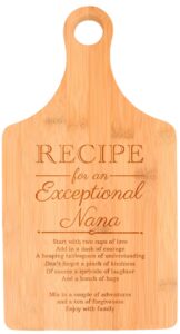 nana gift for grandma recipe for an exceptional nana paddle shaped bamboo cutting board