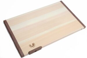 yoshihiro hinoki cypress japanese natural wooden professional grade cutting board with anti twisting walnut rim (x-large)