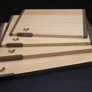 Yoshihiro Hinoki Cypress Japanese Natural Wooden Professional Grade Cutting Board with Anti Twisting Walnut Rim (X-Large)