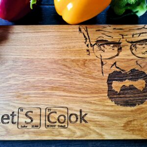 Algis Crafts | LET'S COOK - Cutting Board | 12x8" Oak Wood Chopping Board | Wedding, Anniversary, Housewarming Gift, First Home Gift | Handmade Birthday Gift | Laser Engraved Cutting Board