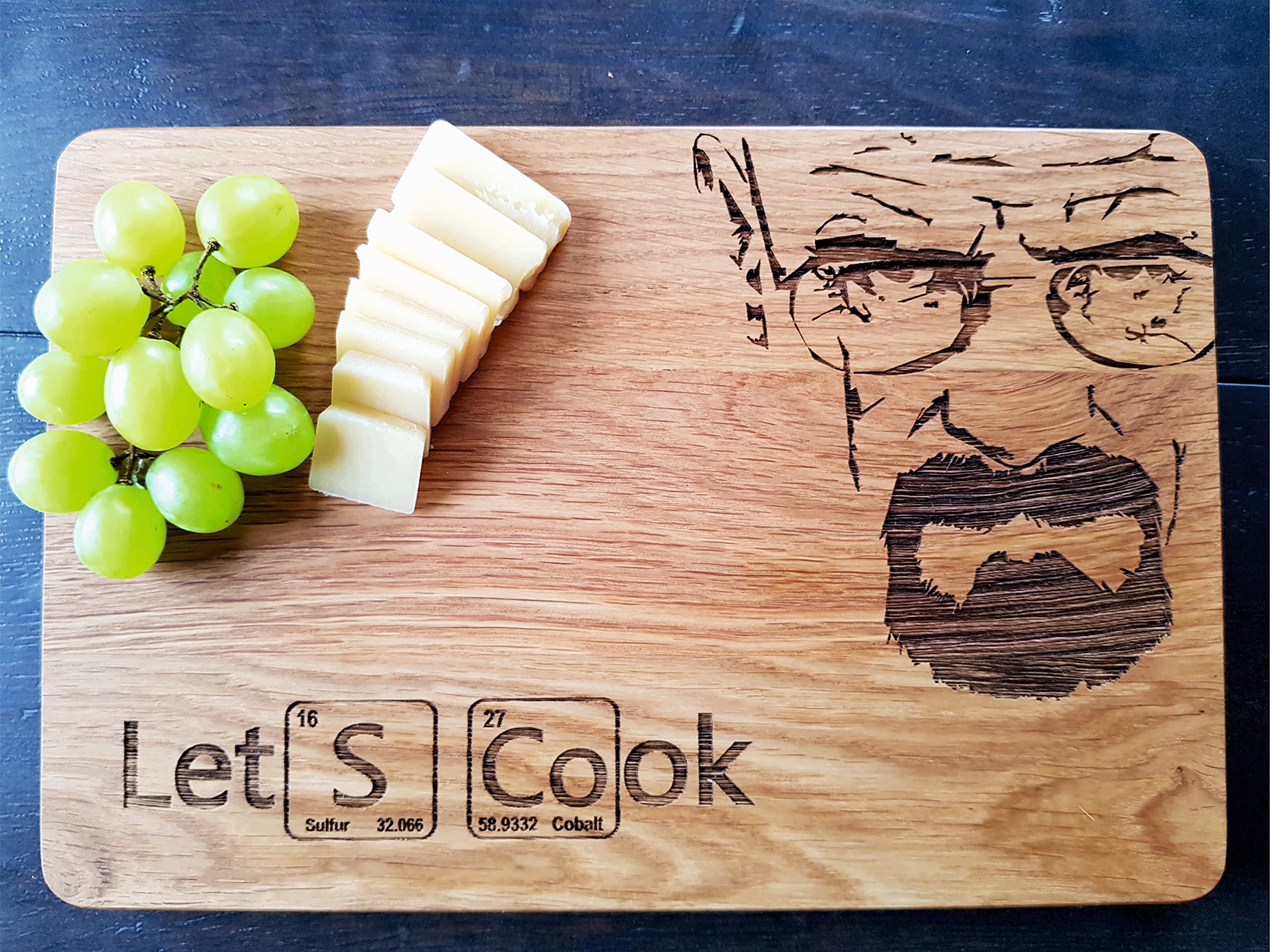 Algis Crafts | LET'S COOK - Cutting Board | 12x8" Oak Wood Chopping Board | Wedding, Anniversary, Housewarming Gift, First Home Gift | Handmade Birthday Gift | Laser Engraved Cutting Board