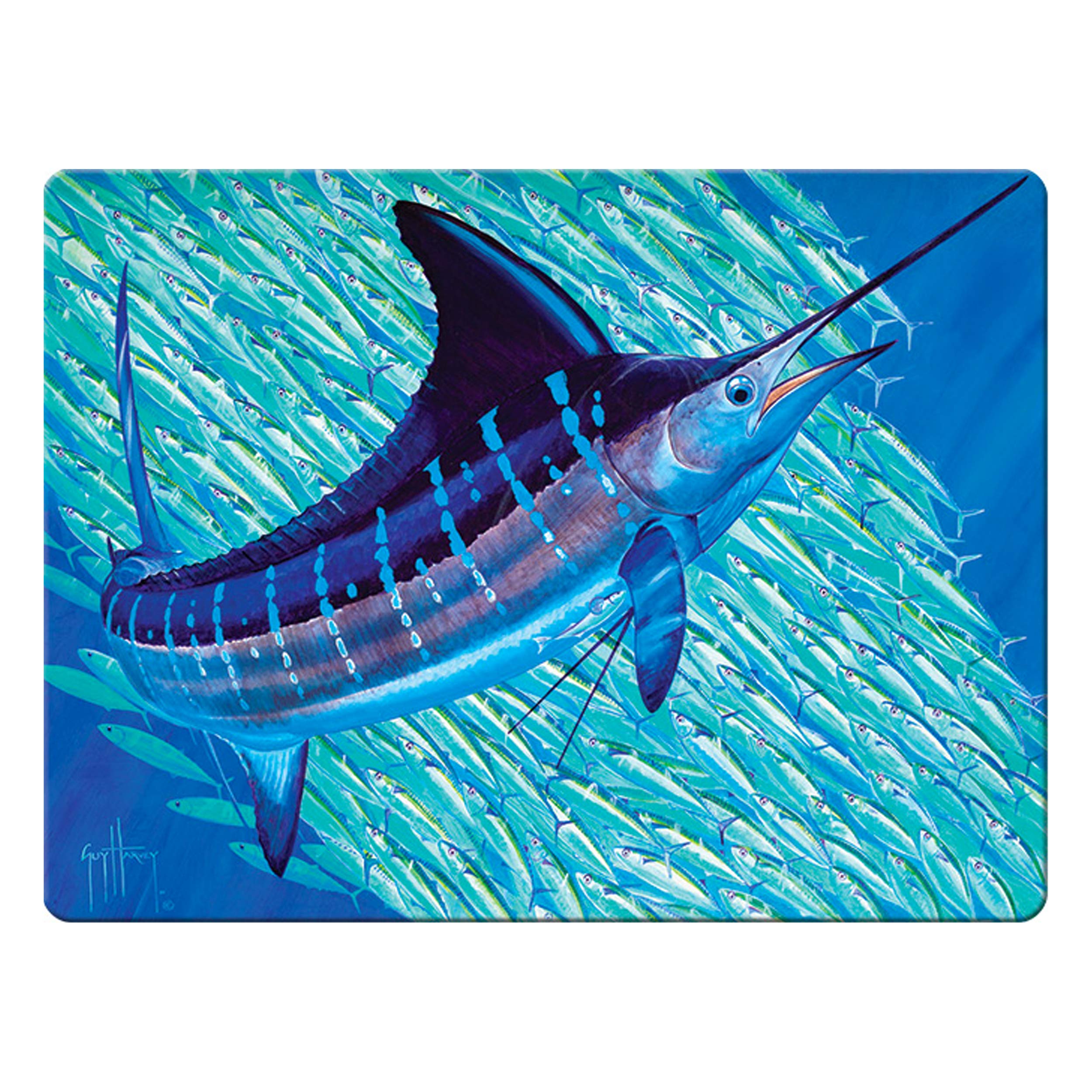 Rivers Edge Products Tempered Glass Cutting Board, 12 by 16 Inches, Marlin Underwater