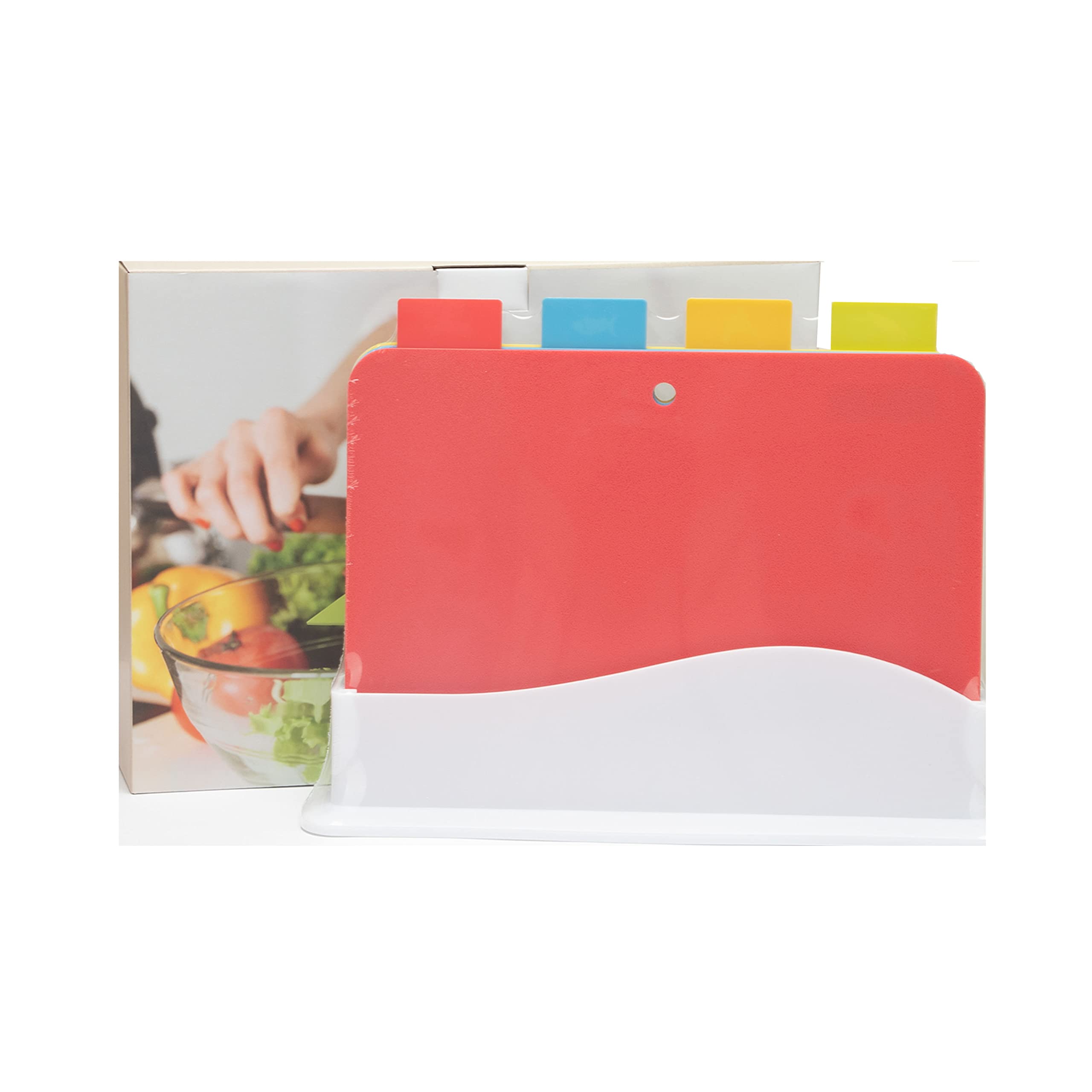 Cutting Board Set Made Of Food-grade Plastic Material, Strong Enough To Withstand The Sharpest Knives You Use For Cutting. Set Includes A Knife