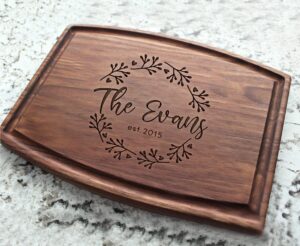 custom cutting board wedding gift for couple personalized mr & mrs cutting board arched cutting board wood engraved
