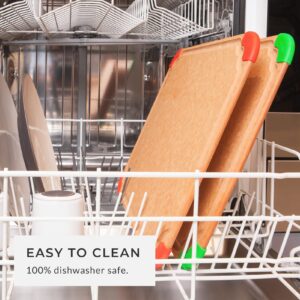 Elihome Index Color Coded Wood Fiber Dishwasher Safe Cutting board for Kitchen, Food Icon, Eco-Friendly, Juice Grooves, Non-Porous,Non-slip Feet,Reversible, BPA Free, Made in USA,Large & X Large