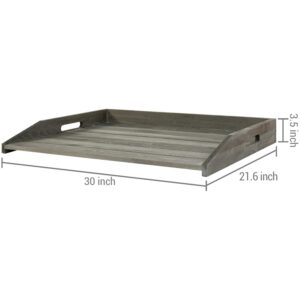 MyGift Vintage Gray Solid Wood Jumbo Sized Stove Top Cover and Countertop Tray/Noodle Board with Cutout Handles