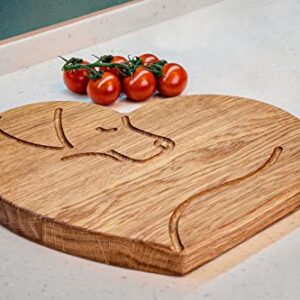 COOKAREA inspo, Heart Dog Premium Oak Cutting Board for Kitchen, Reversible, Serving board for Charcuterie, Vegetables and Meat, 11" x 9" x 1" (Oak, Natural)