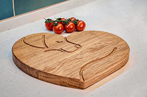 COOKAREA inspo, Heart Dog Premium Oak Cutting Board for Kitchen, Reversible, Serving board for Charcuterie, Vegetables and Meat, 11" x 9" x 1" (Oak, Natural)