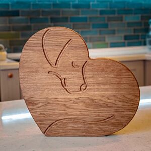 COOKAREA inspo, Heart Dog Premium Oak Cutting Board for Kitchen, Reversible, Serving board for Charcuterie, Vegetables and Meat, 11" x 9" x 1" (Oak, Natural)