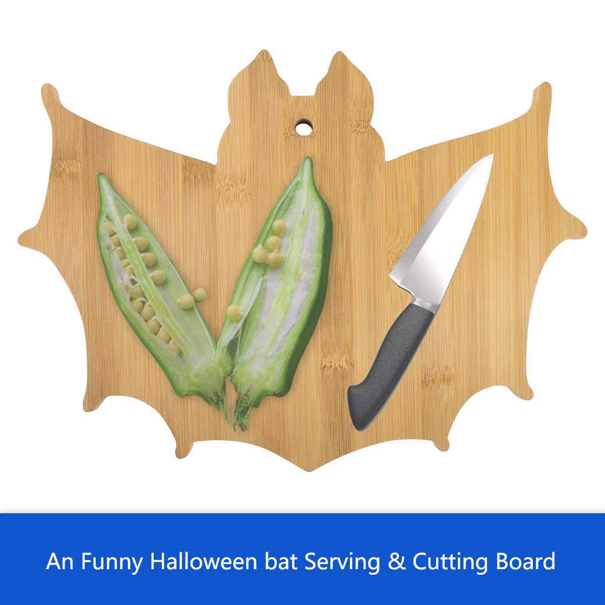 Vencer The Nightmare Before X-MAS Bat Bamboo Serving & Cutting Board,Hallowmas Gift and Home Decoration,15x11 Inch,VFO-085