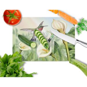 Caroline's Treasures PTW2058LCB Lily and the Hummingbirds Glass Cutting Board Large Decorative Tempered Glass Kitchen Cutting and Serving Board Large Size Chopping Board