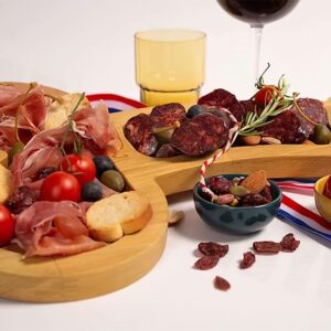 Aperitif Board 9.5''+15.8'',Novelty Solid Wood Cheese Board and Charcuterie Board,Restaurant Plate and Picnic Utensils,Anniversary Wedding Gift for Couple,Housewarming Gifts for Women