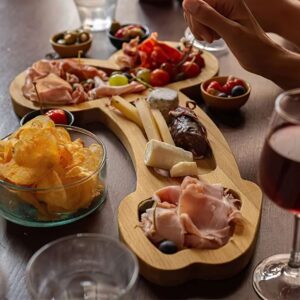 Aperitif Board 9.5''+15.8'',Novelty Solid Wood Cheese Board and Charcuterie Board,Restaurant Plate and Picnic Utensils,Anniversary Wedding Gift for Couple,Housewarming Gifts for Women