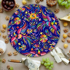 HASTA LA RAIZ | Mexican Handmade Cheese Board covered with resin. Ideal for Charcuterie Platter & Serving Tray. Model: Blue Tenango.